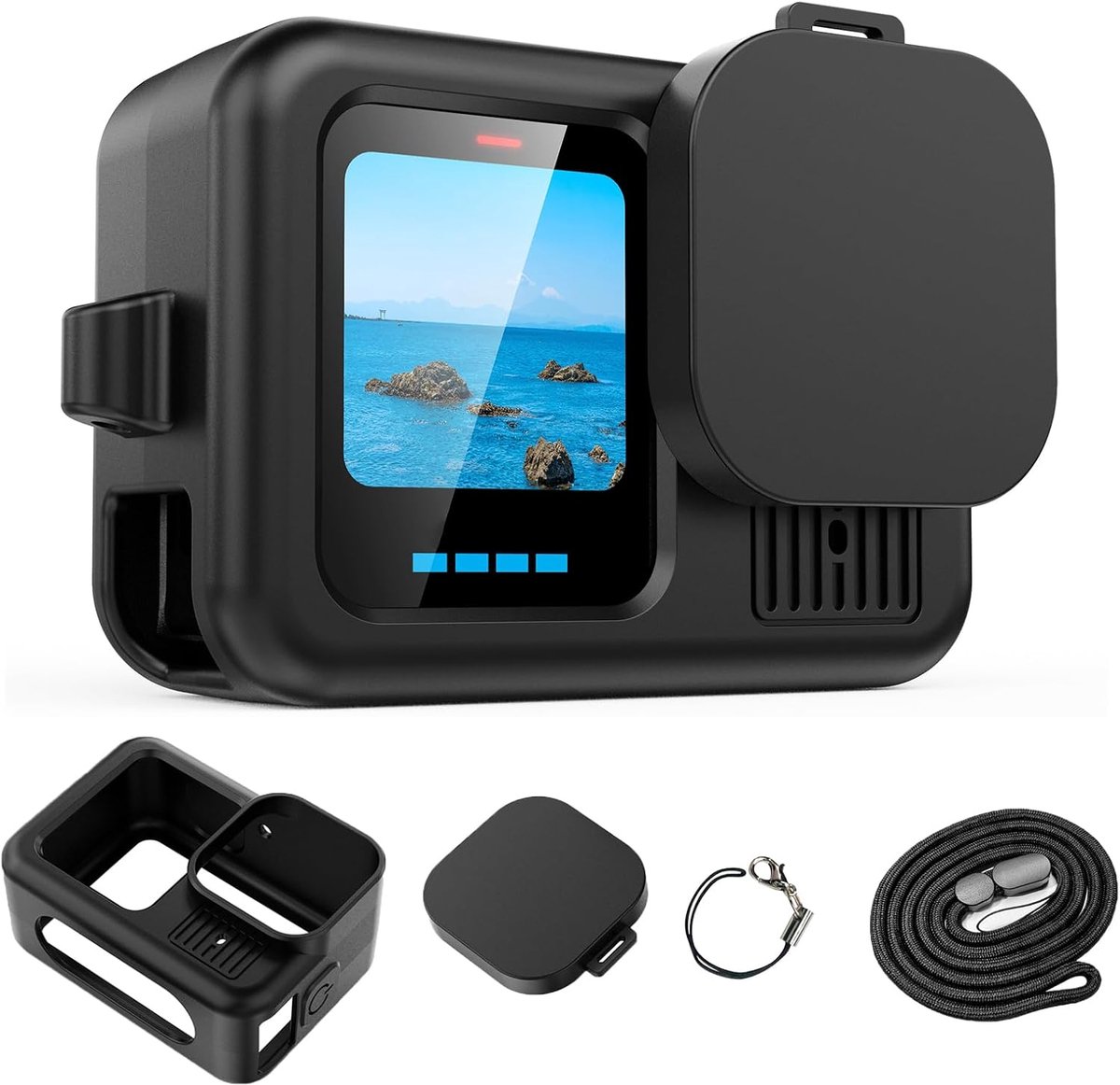 Cover voor Gopro Hero 13 Black Beschermhoes Accessoireset voor Hero13 Black Case Lens Hood Cover Riem (Kit Zwart)
