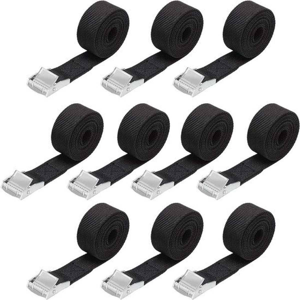 Pack van 10 Korte Spanbanden 50 cm - Verstelbare Lashing Straps voor Fietsen, Motorrijden, Bagage en Kamperen