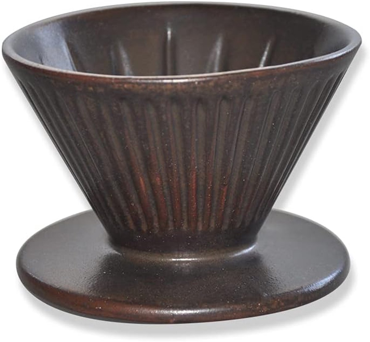 Giet over koffiedripper, aardewerk kegelfilter handdruppelkoffiezetapparaat, herbruikbaar porselein huisfilter koffiebrouwer, Steengoed V60 Clever Pourover maat 02 (rustiek