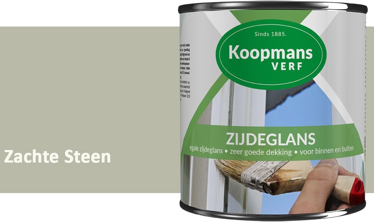 Koopmans Zijdeglans Lakverf – Binnen & Buiten – Kras- en Stootvast – Hoge Dekkracht – Voor Hout, Deuren en Kozijnen – Zachte Steen – 2,5 l