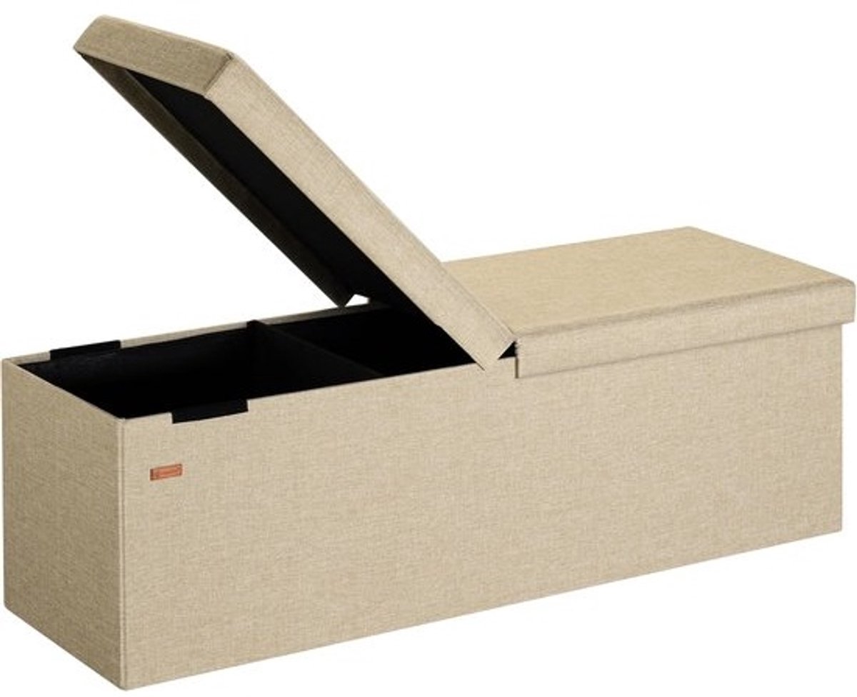 Zitbank met Opbergruimte - Opbergkist Poef - Orde Houden - Hoge Belastbaarheid - 130 Liter - Beige