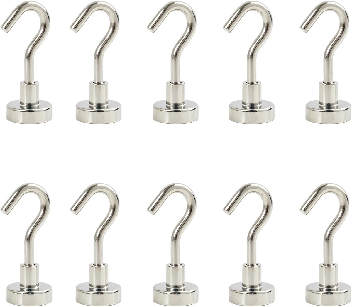 Magnetische haken, zilver, 8 kg, houdkracht, neodymium-magneet, 16 mm, voor camping, werkplaats, keuken, auto, koelkast