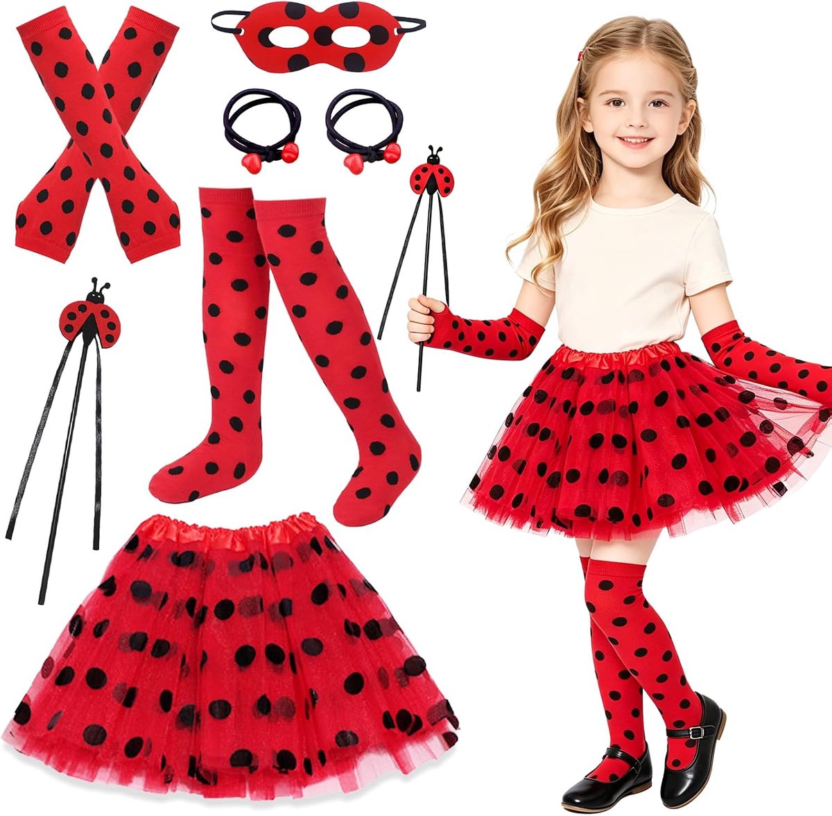 Bug kostuum voor meisjes, lieveheersbeestje, kostuumaccessoires