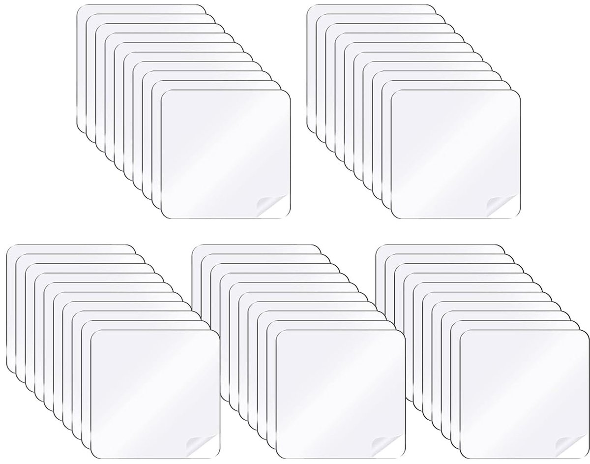 Plakband, transparant, vierkant, multifunctioneel, 50 stuks, transparant, voor foto's, tapijten en voorwerpen, voor muur, huis, kantoor