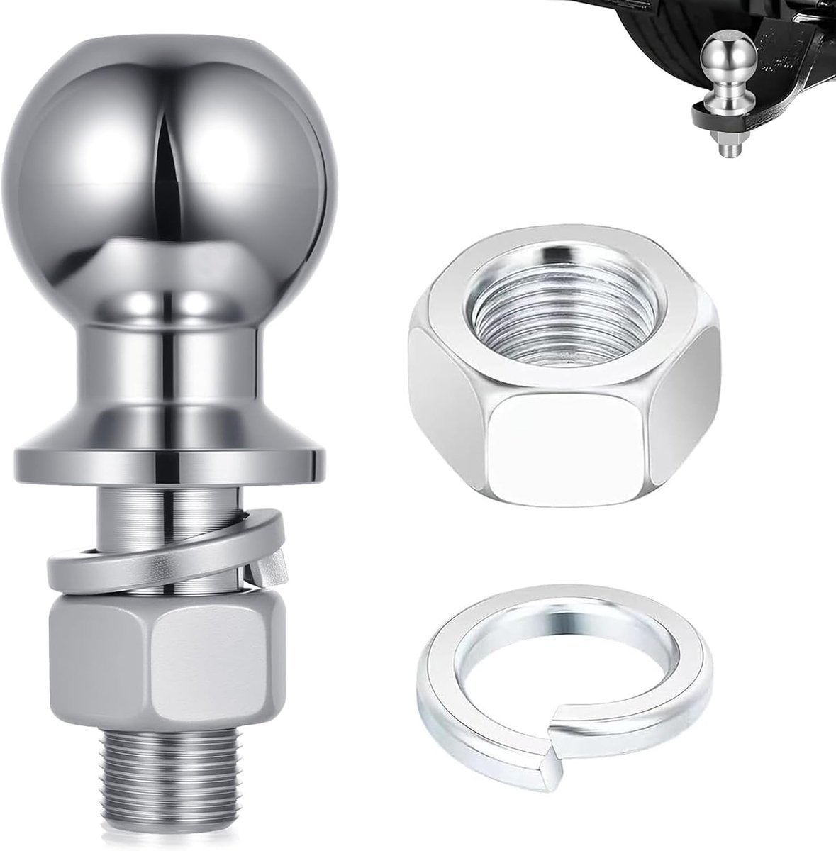 Kogel voor trekhaak 50 mm, M22 kogelkop met schroef, moer en sluitring, voor aanhangers tot 3,5 t