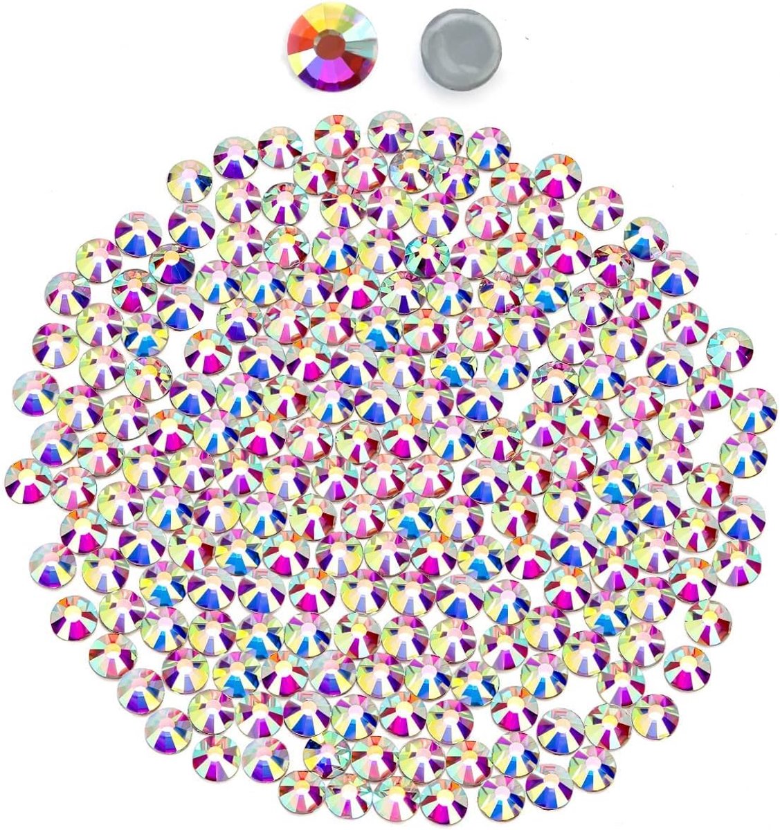 Strass-steentjes, 1440 stuks, opstrijkbare strass-steentjes, voor kleding, kristal, AB, 2 mm, hotfix voor doe-het-zelf handwerk, bling, make-up, edelsteen (SS6)