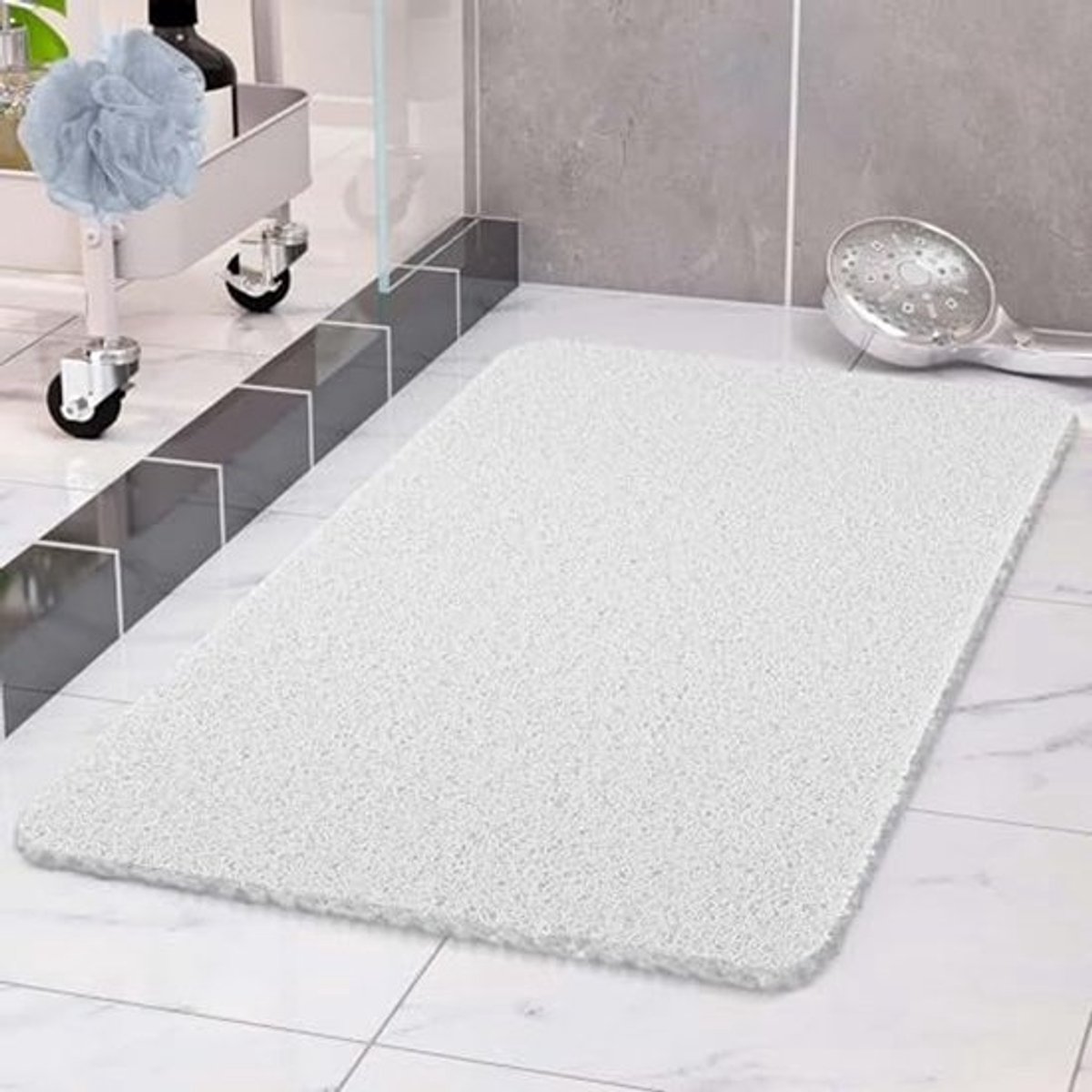 Antislip Douchemat met Afvoer - Zachte PVC-Luffa Badmat 60x60 cm