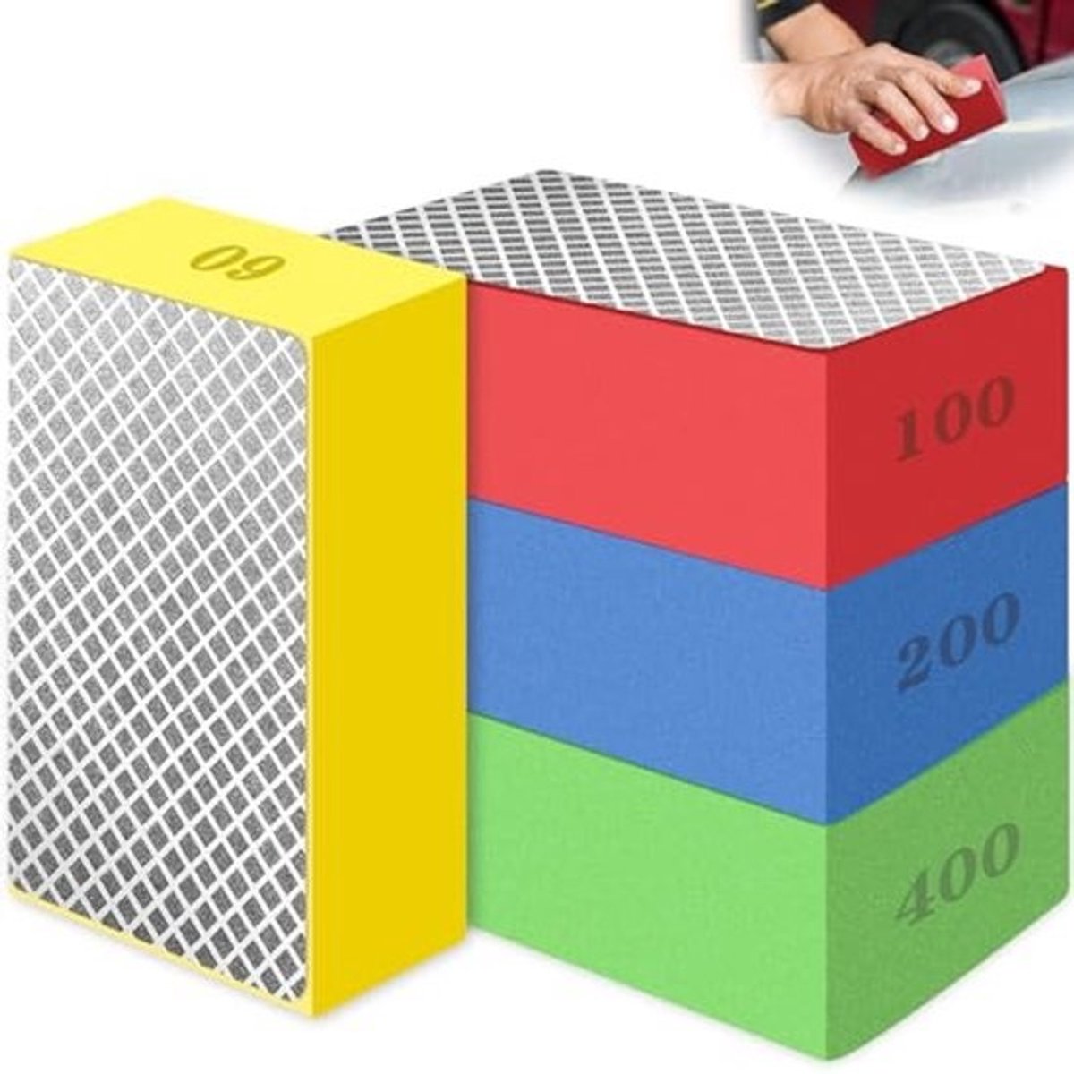Diamant Polijstpads Set voor Graniet, Marmer, Keramiek en Glas - 4 Stuks Schuurblok Set