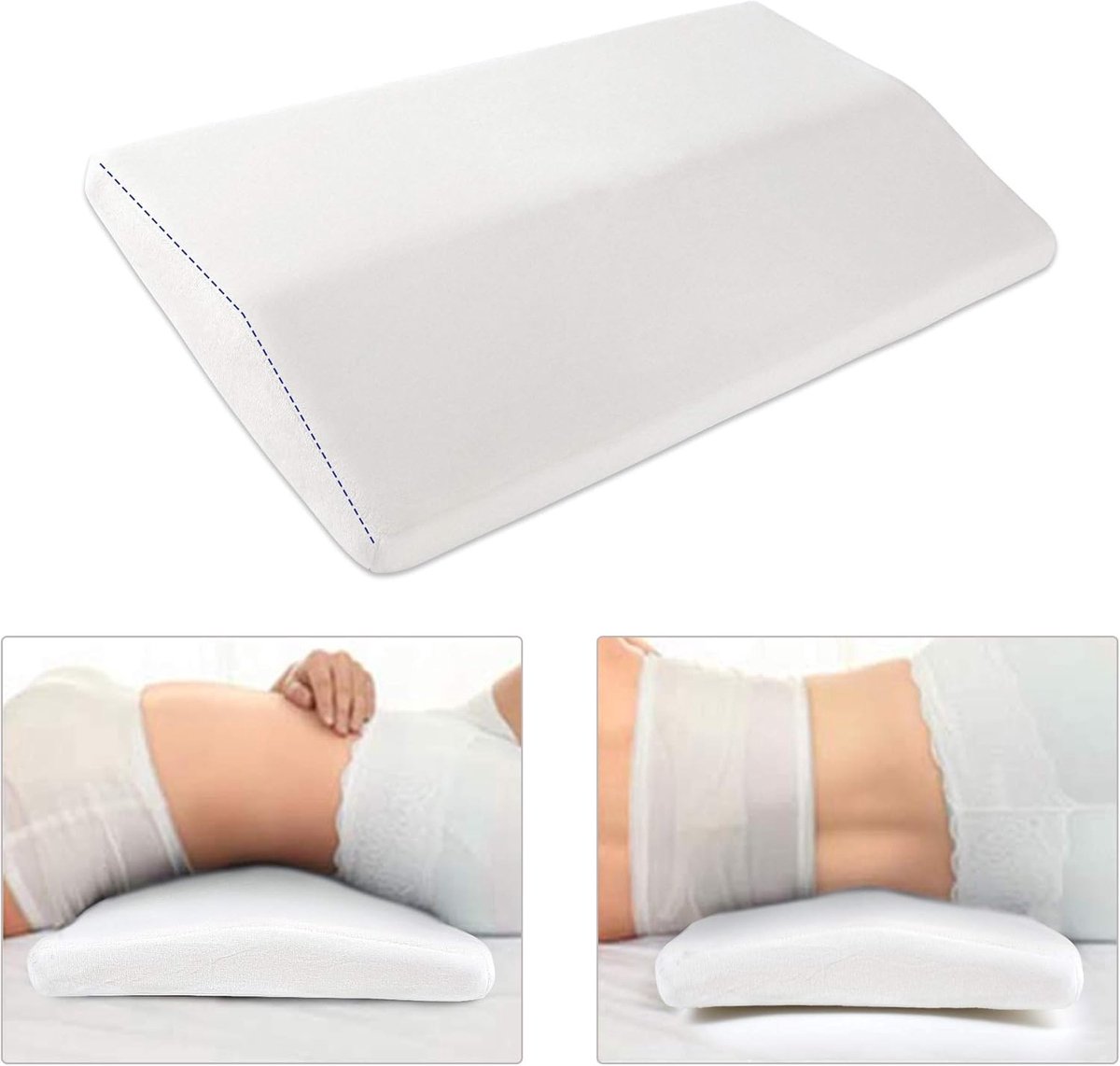 Rugsteunkussen lendensteunkussen taillesteun slaapkussen voor rugpijn bed slaap wigkussen met ritssluiting (wit)