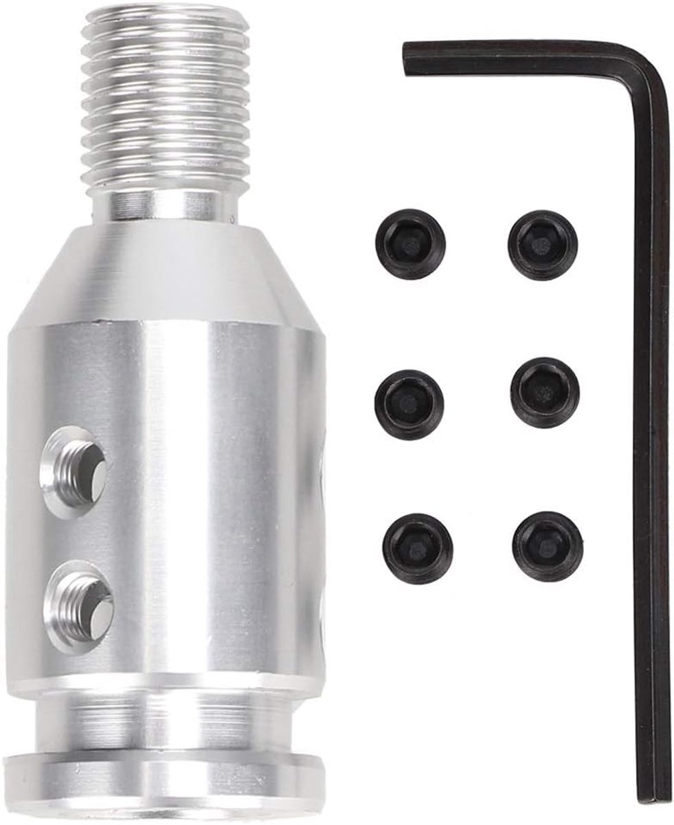 Pookknopadapter, universele M12x1.25 aluminium autopookknopadapter voor schakelaars zonder schroefdraad(Zilver)