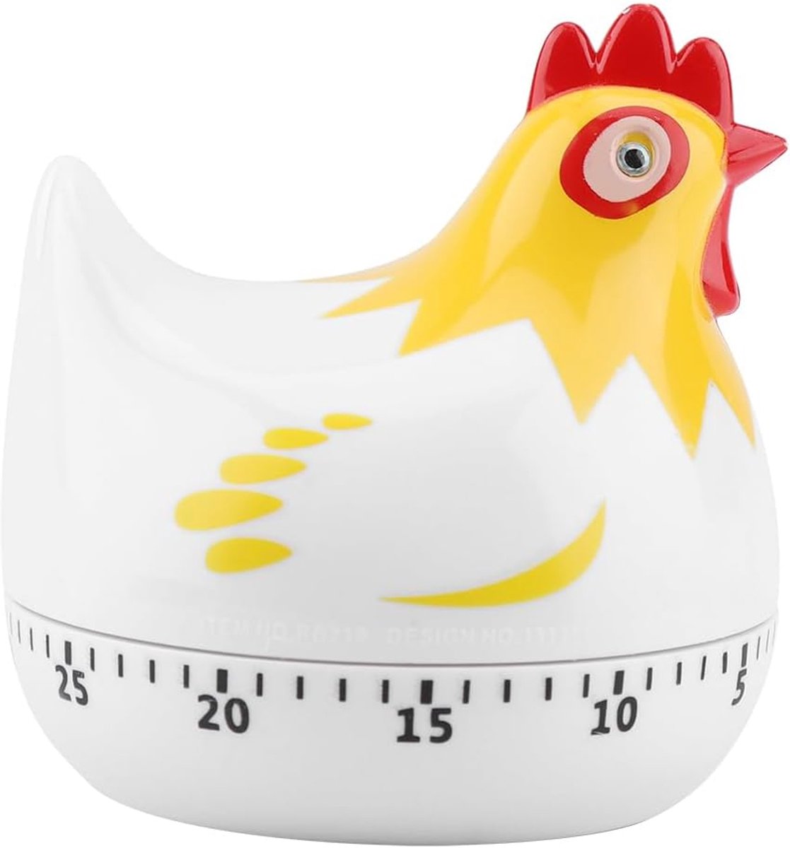 Kip Mechanische Timer Mooie Kip Kooktijdklok Handmatige Timer voor Koken Bakken (Wit)