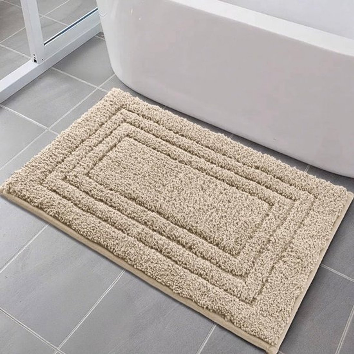 Antislip Badmat voor Badkamer - 50 x 80 cm Shaggy Microvezel met 6 Antislip Stickers - Zacht en Absorberend