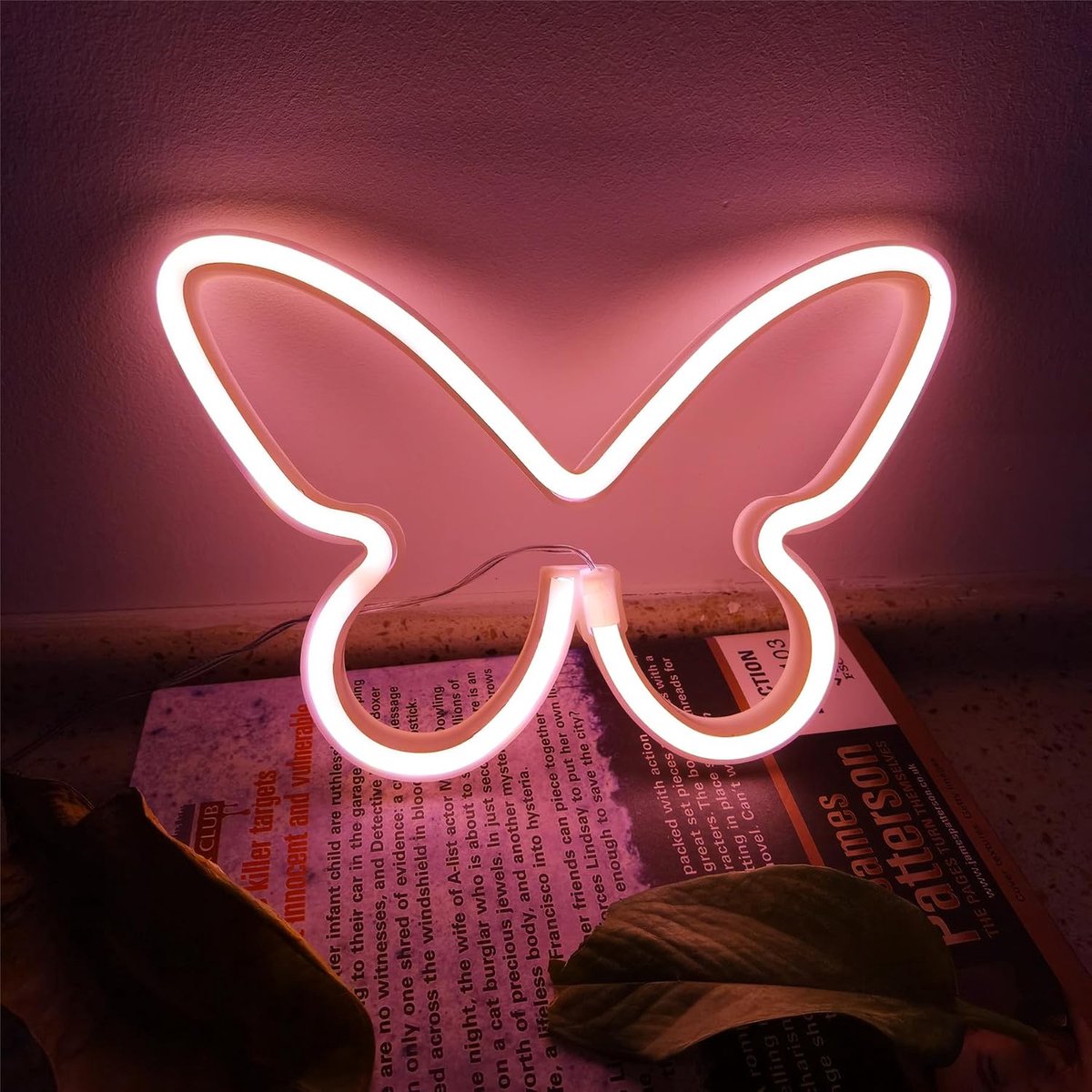 Vlinder neonreclames voor muur kantoor colleage appartement slaapzaal bruiloft verjaardagsfeestje decor neon vlinder LED-borden decoraties nachtlampje voor tienermeisjes, USB of 3-AA
