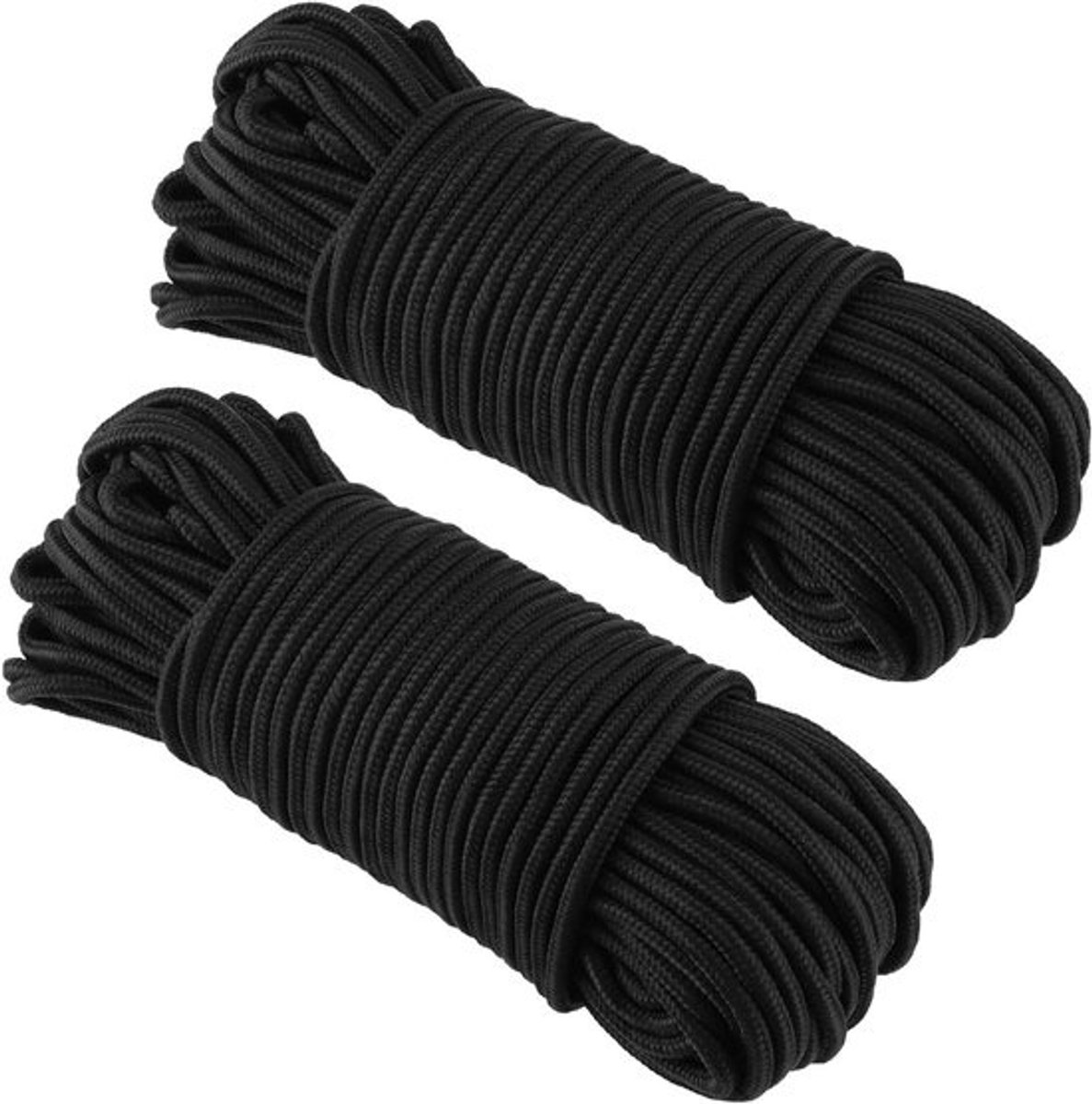Zwart nylon touw 6mm x 50m - sterk paracord touw voor tuin, kamperen en handgemaakte projecten