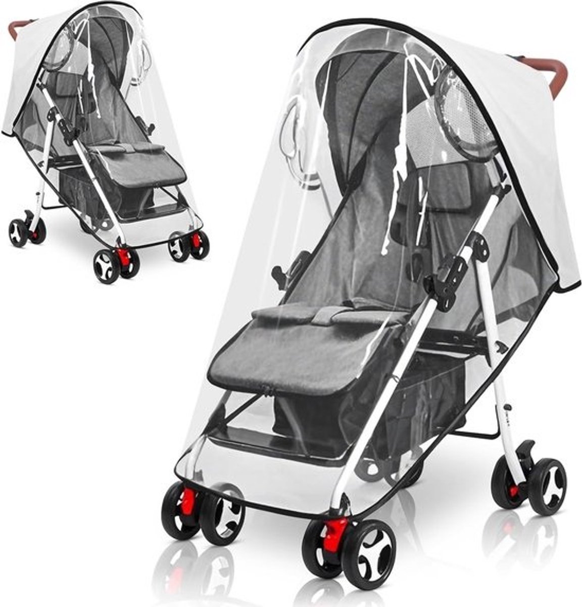 Universele regenhoes voor kinderwagens - Met ademend ventilatiemateriaal - Transparante bescherming - Tegen wind, stof en sneeuw