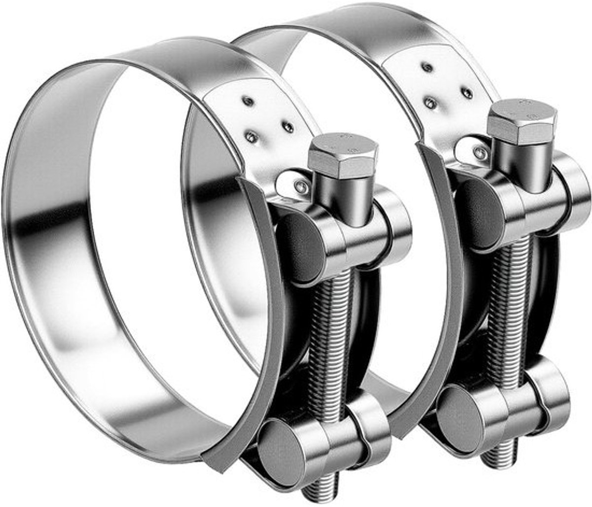 Exhaust Pipe Klem voor 86-91 mm Pijpen, RVS, 2 Stuks, Voor Motoruitlaten, Duurzaam en Betrouwbaar, Ideaal voor Slangen en Aansluitingen