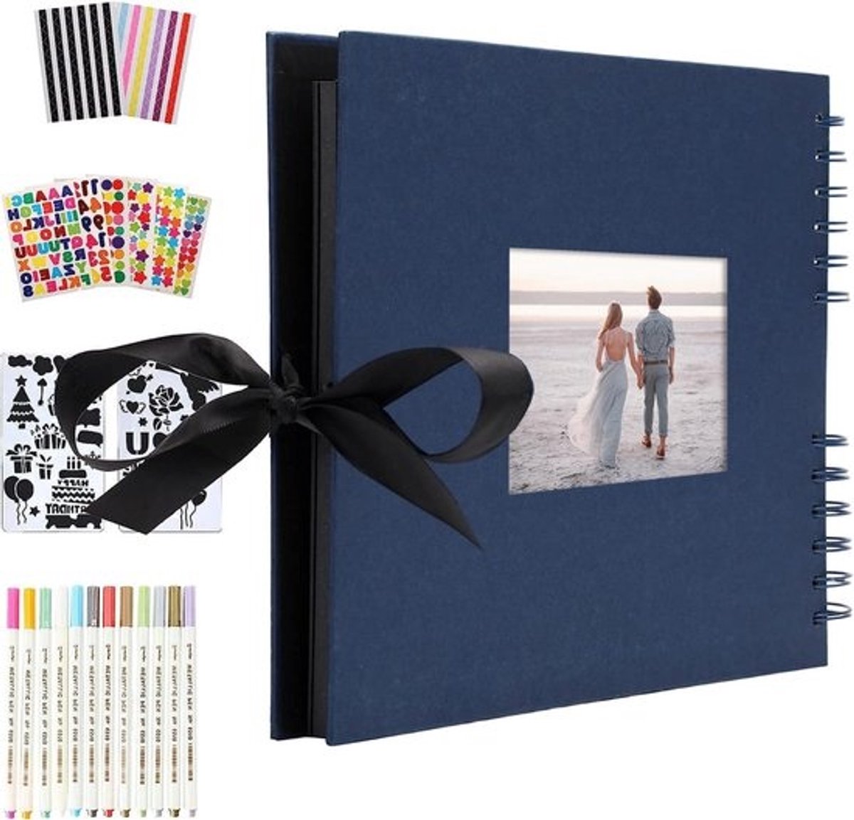 Vintage Fotoalbum voor DIY Scrapbook - 80 Zwarte Pagina's - Perfect als Verjaardagscadeau voor Vrouwen - Creatief en Persoonlijk Geschenk