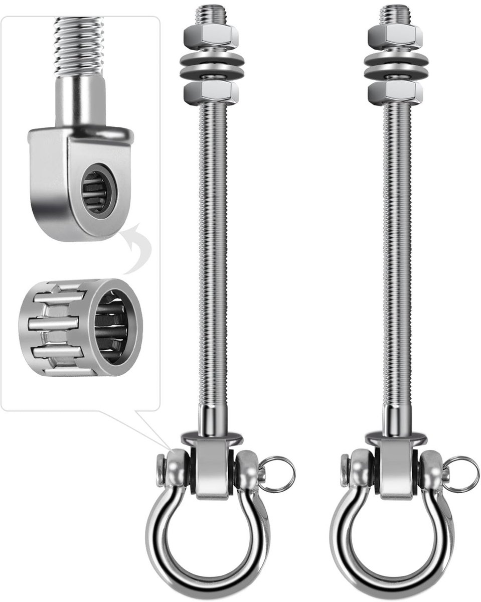 Set van 2 Schommelhaken - Zwaar Belastbaar met Lager & Draaibaar - Voor Hangmat, Hangstoel & Bokszak aan Betonnen Plafond - RVS M10, 235 mm, tot 675 kg
