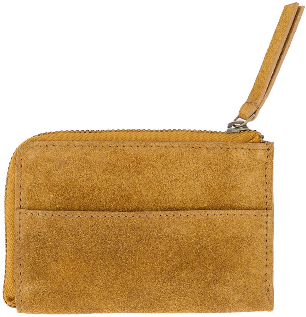 Zusss Suede Card Holder 100% Real Leather Mid Brown