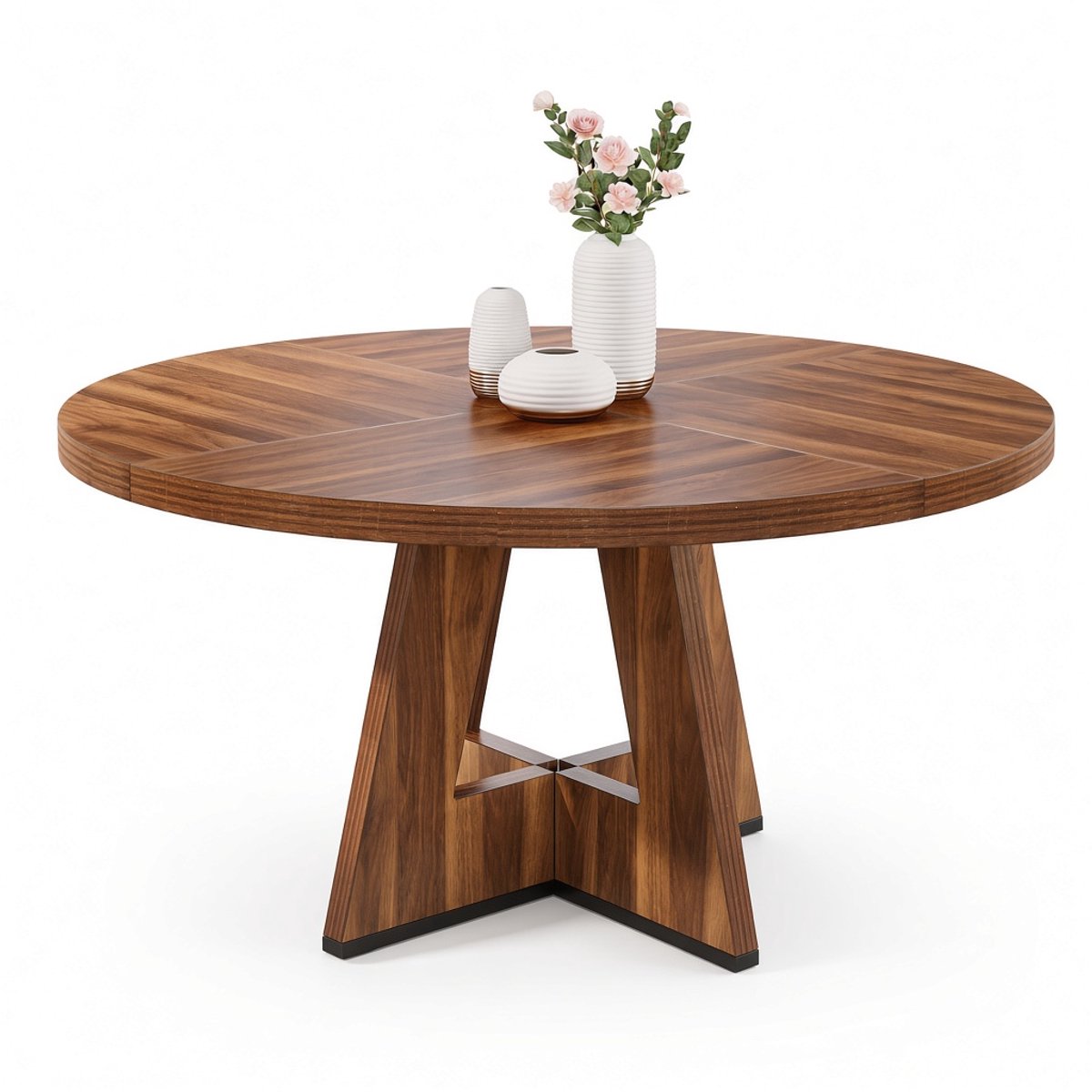 Mura Eettafel - Keukentafel - Ronde Tafel - Eetkamertafel - Dining Table - Rond Design - 120cm Diameter - Plek Voor 4 - Bruin