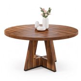 Mura Eettafel - Keukentafel - Ronde Tafel - Eetkamertafel - Dining Table - Rond Design - 120cm Diameter - Plek Voor 4 - Bruin