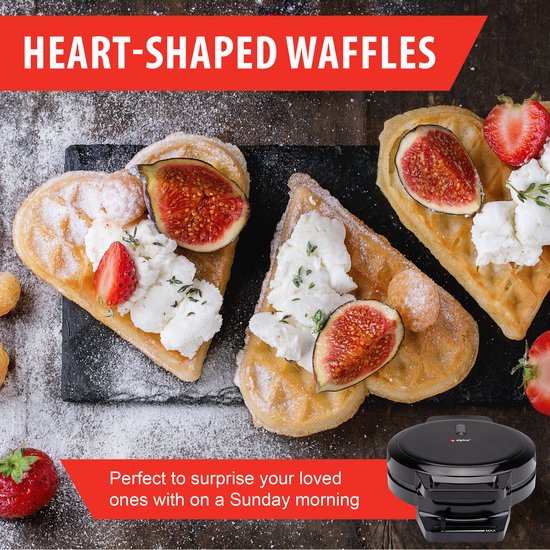 alpina Wafelmaker Hartvorm - Wafelijzer Hartvorm - Wafelmaker voor Hartwafels - Belgisch Wafelijzer 1000W - Zwart — afbeelding 5