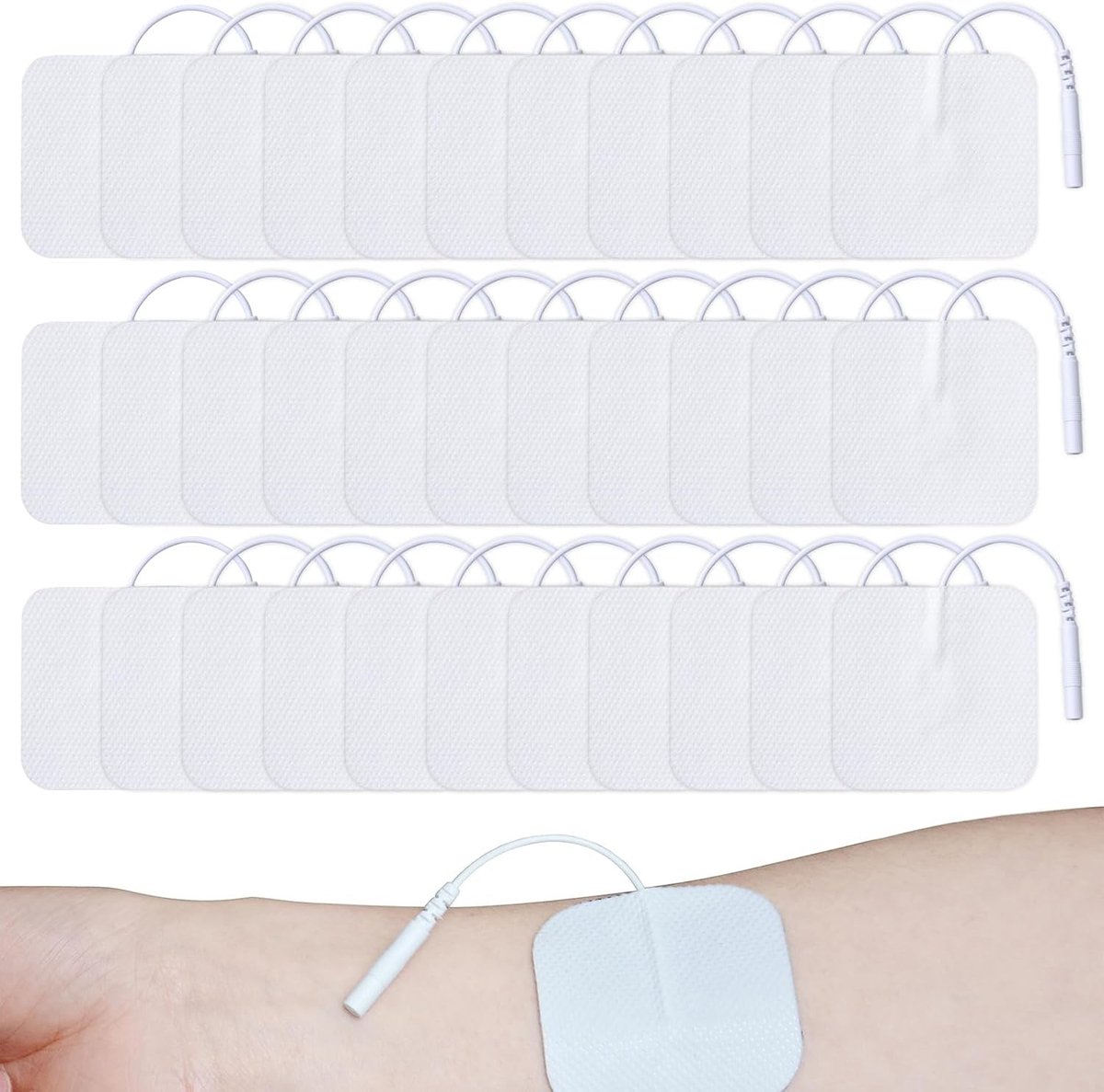 40 Stuks Tens Electrode Pads 50 x 50mm - Herbruikbare Zelfklevende Elektroden voor Pijnbestrijding en EMS Trainers