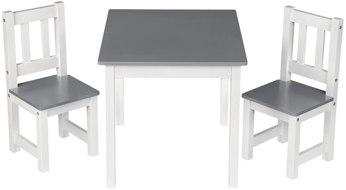Klarven® Kindertafel met 2 stoelen - Ergonomisch design - Veilig afgeronde hoeken - B 60 x D 50 x H 48 cm
