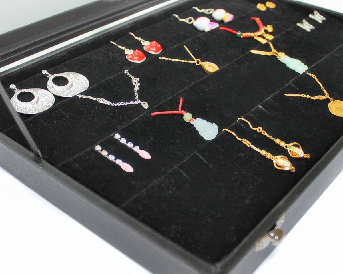 Sieradenbox met Glazen Deksel voor Oorbellen en Hangers