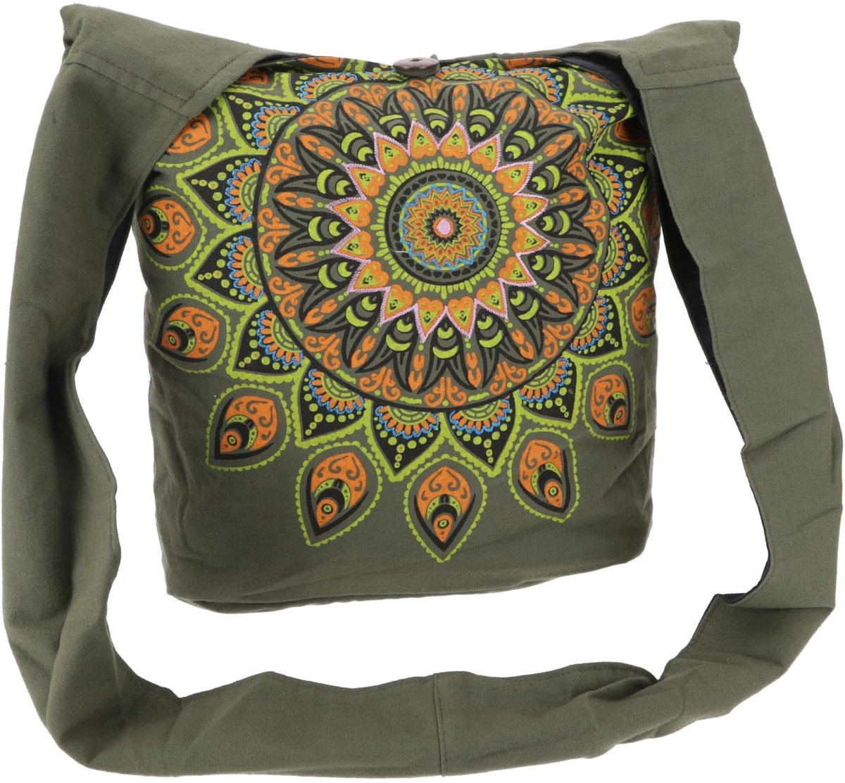 Elzusha - Boho Schoudertas - Geborduurd met Mandala - Zwart/Turquoise