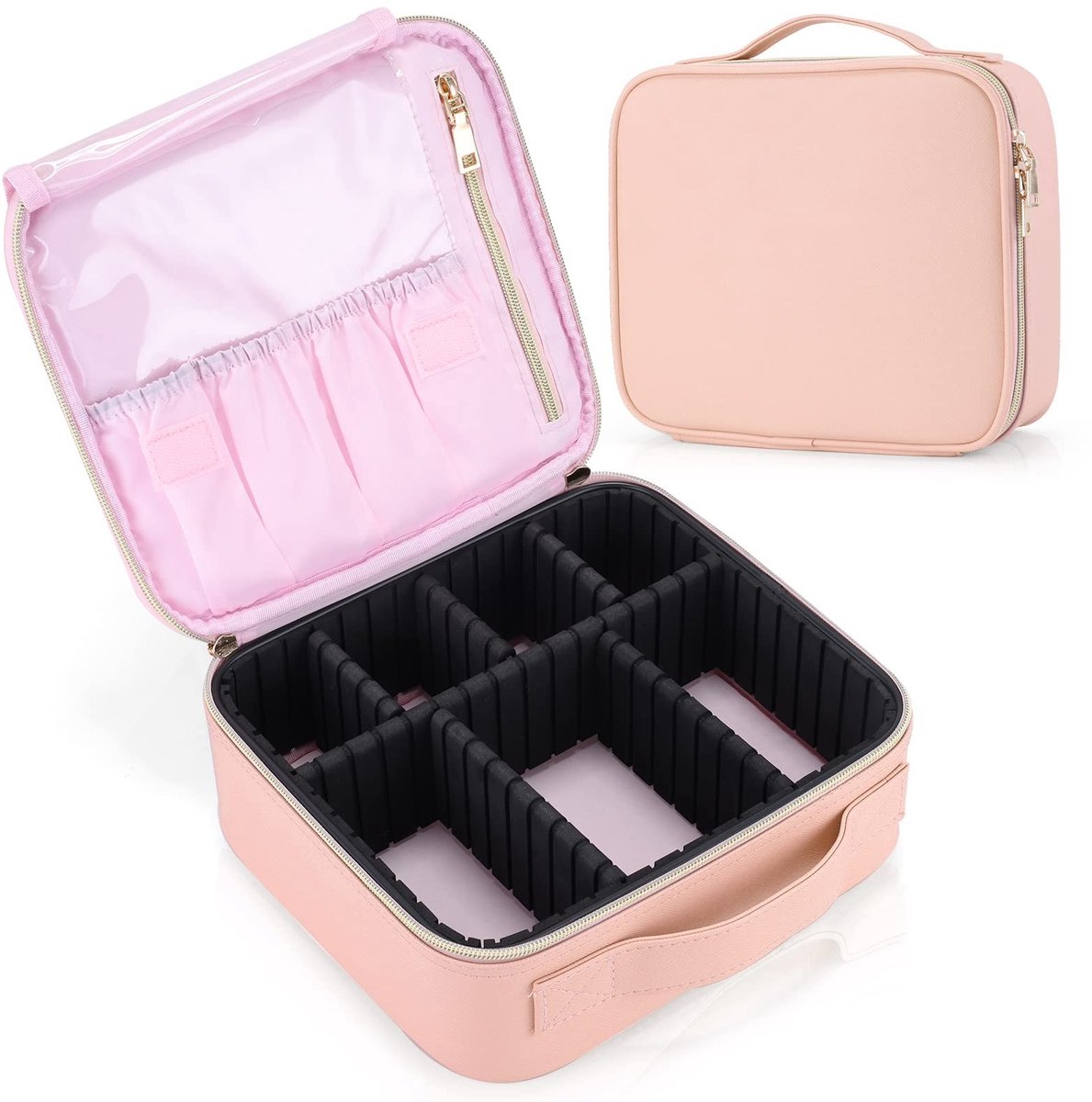 Elzusha - Make-up tas - Cosmetische reistas met handvat - Lichtroze - S