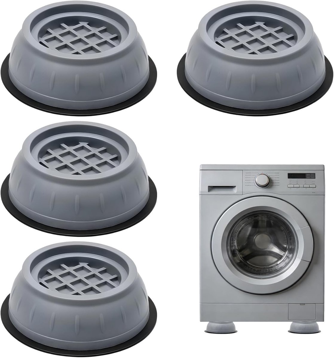 Anti vibratiematten wasmachine - Zwart - Universeel formaat - Elastisch rubber - Voor wasmachines en drogers