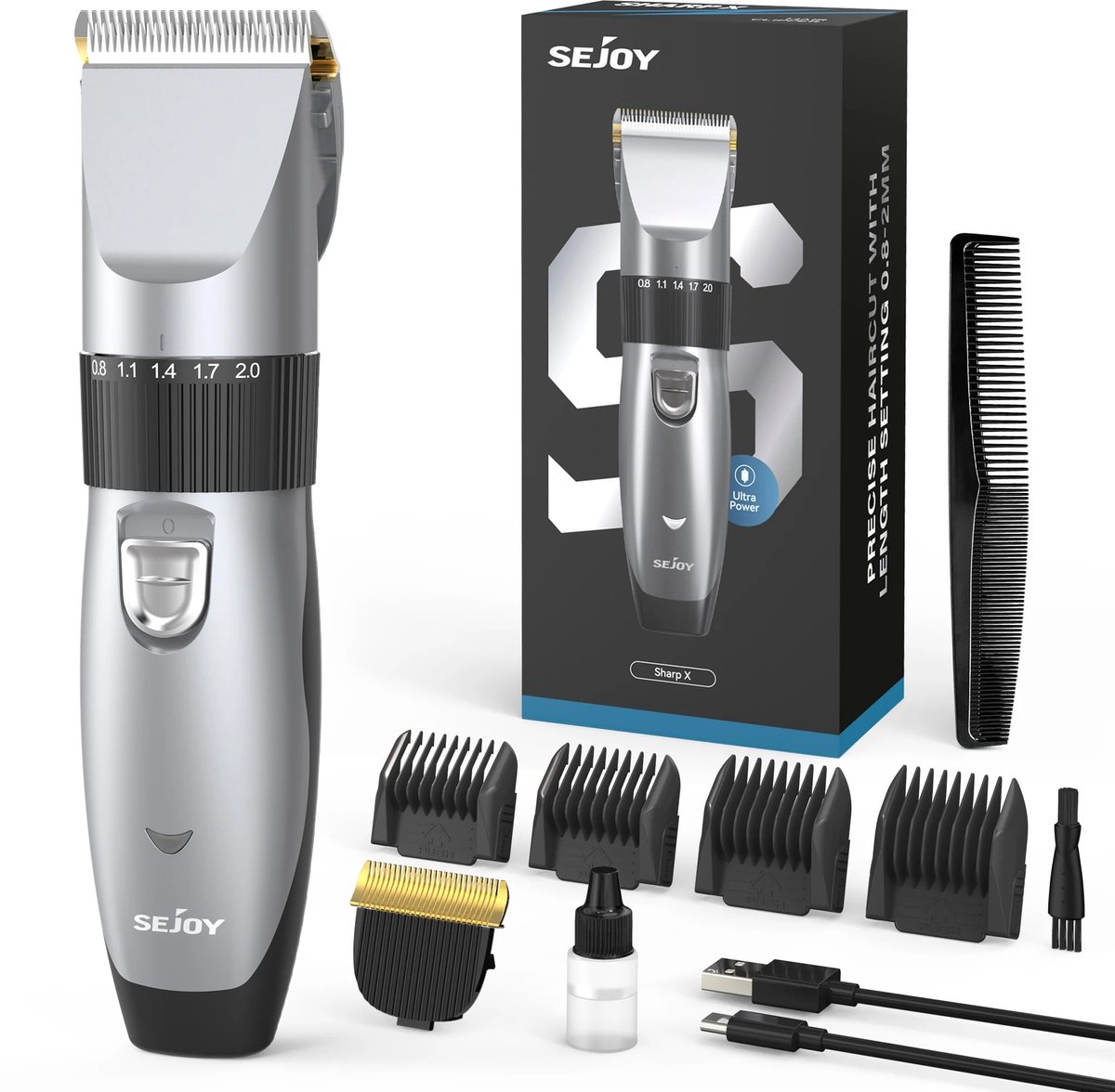 Zerova Professionele Elektrische Tondeuse - Haartrimmer - Scheer apparaat - Heren USB Oplaadbaar - Baardtrimmer en Kappersset