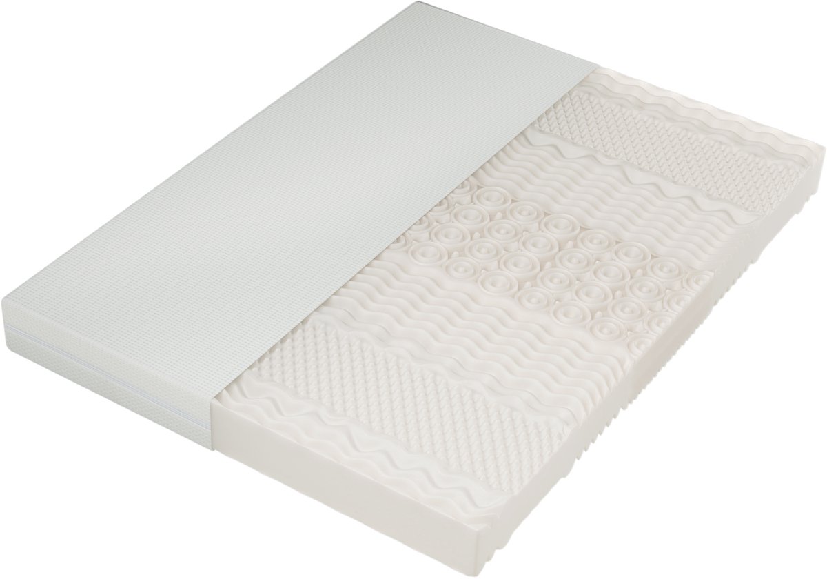 FloraGrace Koudschuimmatras 160x200 cm, 20 cm Hoog – 7 Zones – Omkeerbaar H2/H3 – Afneembare Tijk – Wasbaar – Met Matras – Wit