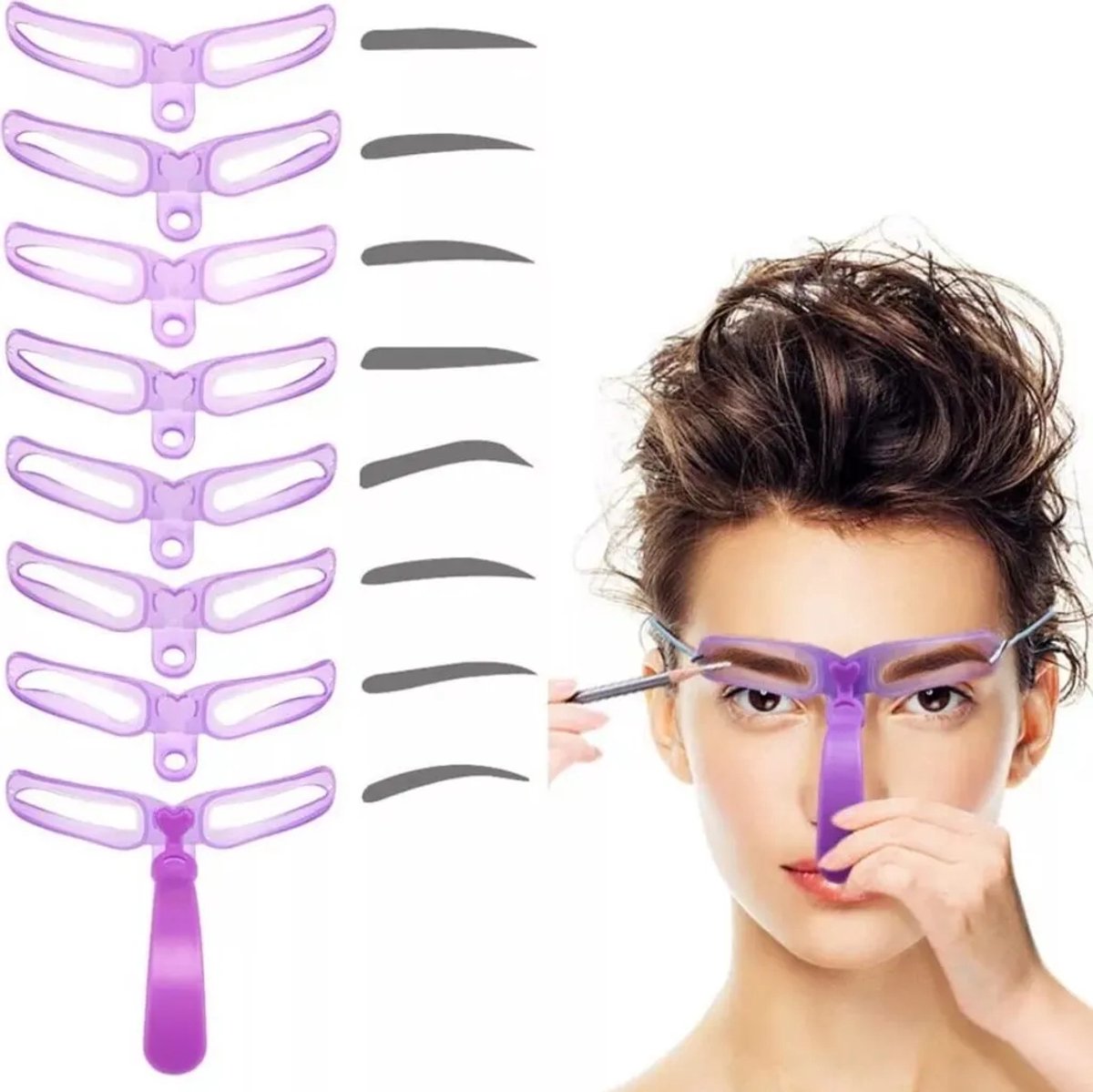 Wenkbrauwstencilset GeschiktGeschikt voor vrouwen, wenkbrauwverzorgingsset, wenkbrauwliniaal, wenkbrauwmicrobladingsjabloon, wenkbrauwpotlood, wenkbrauwtrimmer
