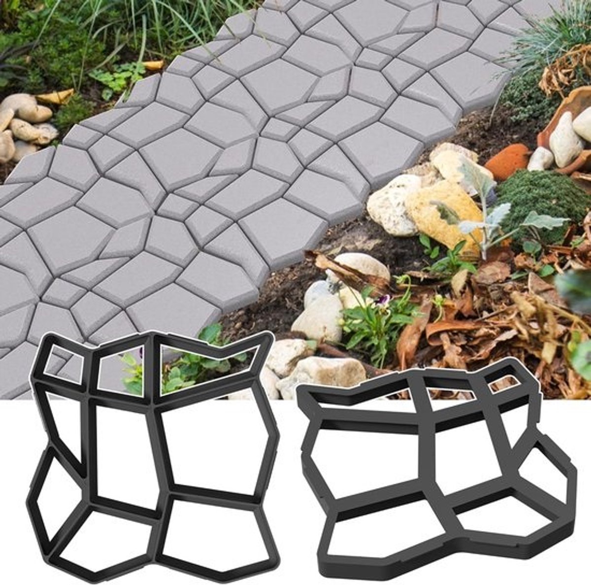 Betonvorm voor stenen - Gietvorm voor tuinpad - Zelf bestraten - Herbruikbaar plastic - 43x43x4cm