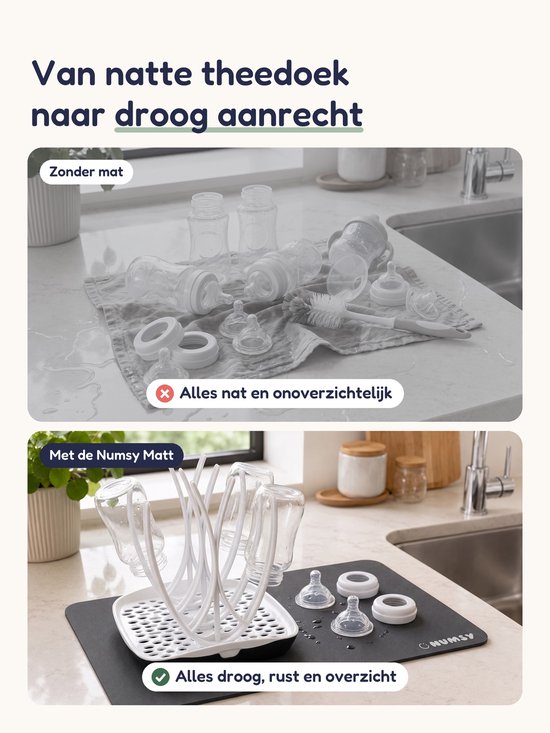 Numsy Matt Afdruipmat · Afdruipmat Voor Afwas · Droogrek Babyflessen — afbeelding 4