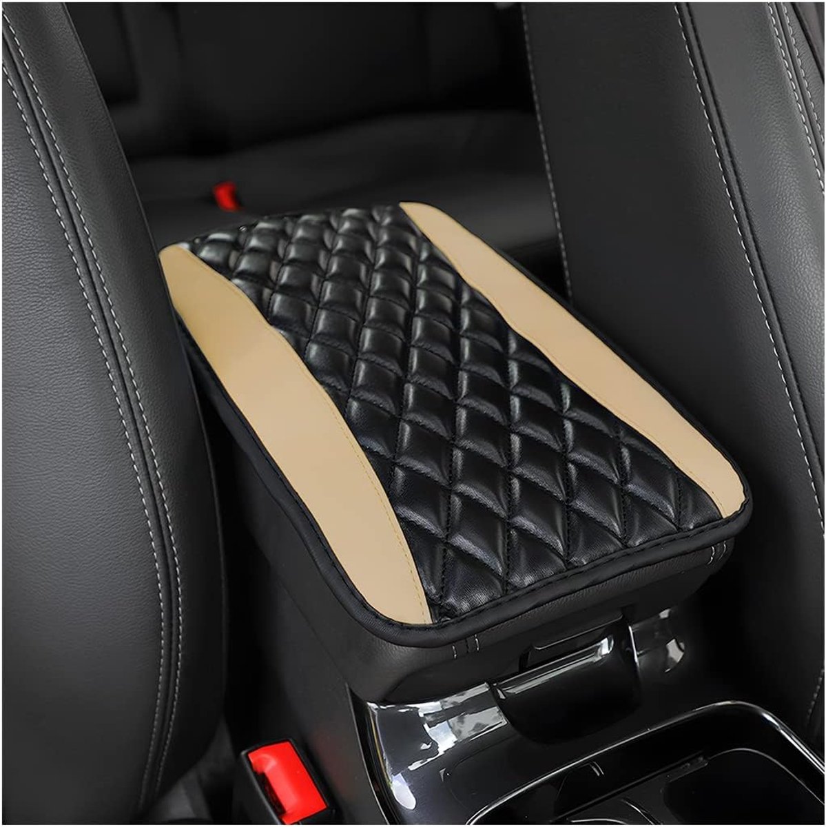Middenconsole, armleuning, kussen, armleuningbekleding, lederen armleuningkussen voor auto's, auto, armleuning, zitting, box, afdekking, armleuningkussen, beige