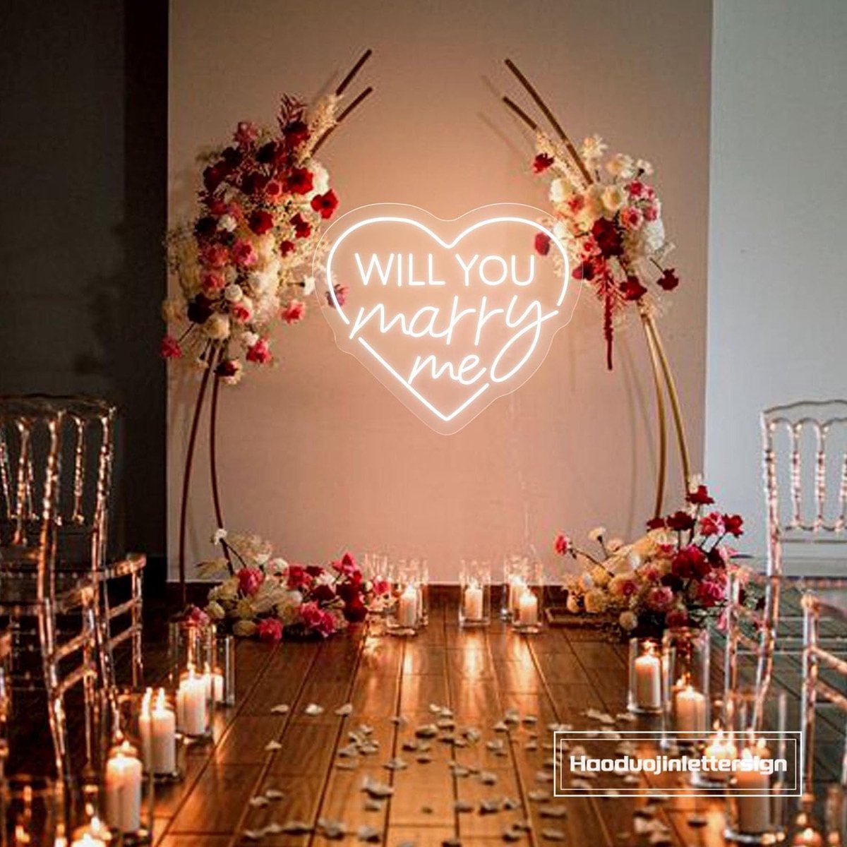 LED neon sign - Would you marry me? - kleurrijk ontwerp - sfeervolle wanddecoratie - ShopVlot