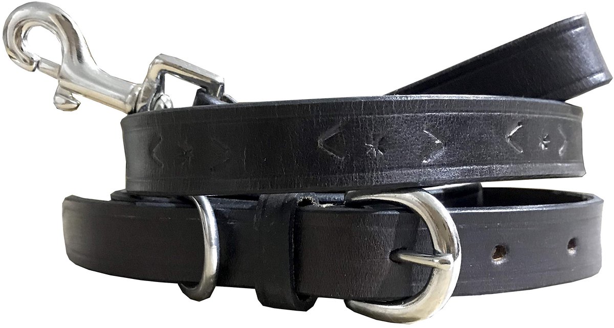 BRADLEY CROMPTON Echt leer bijpassende paar halsband en lood set S - ShopVlot