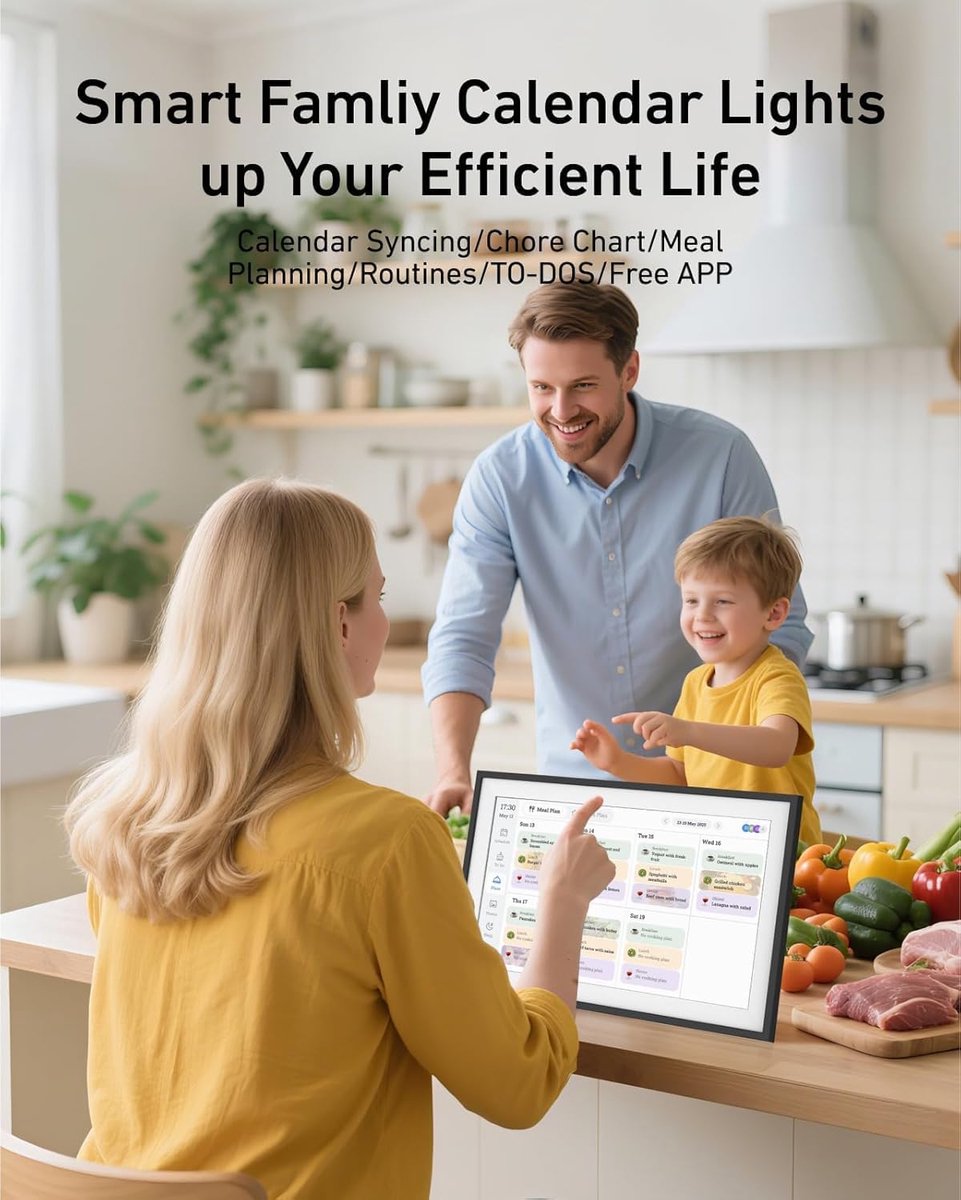 10.1 Inch Digitale Agenda, 1280x800p IPS Touchscreen Interactief Display, Real -time Updates, Wekelijkse en Maandelijkse Planner, Elektronische Agenda -kalender Familieschema's