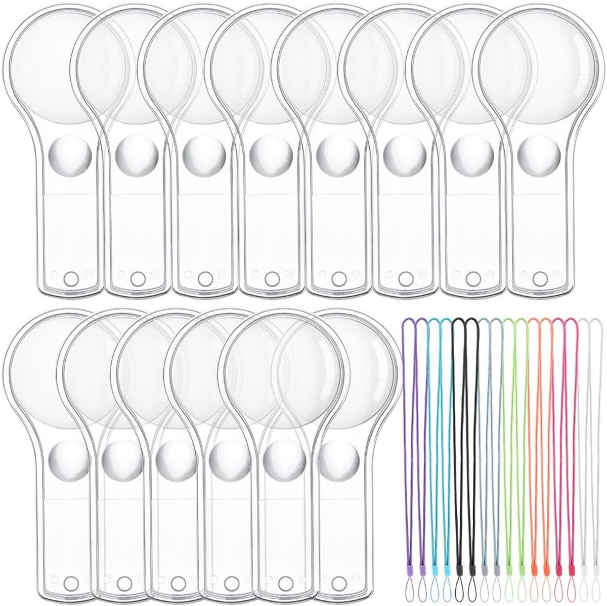120 x Plastic Magnifier Mini Hand Magnifier with 5 Way Magnifier and Nylon Card Holder Lanyard Colorful Portable - ShopVlot