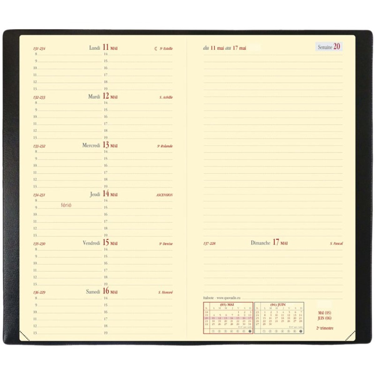 QUO VADIS Italnote Prestige zakagenda 2027, zwart, 88 x 170 mm, week per pagina