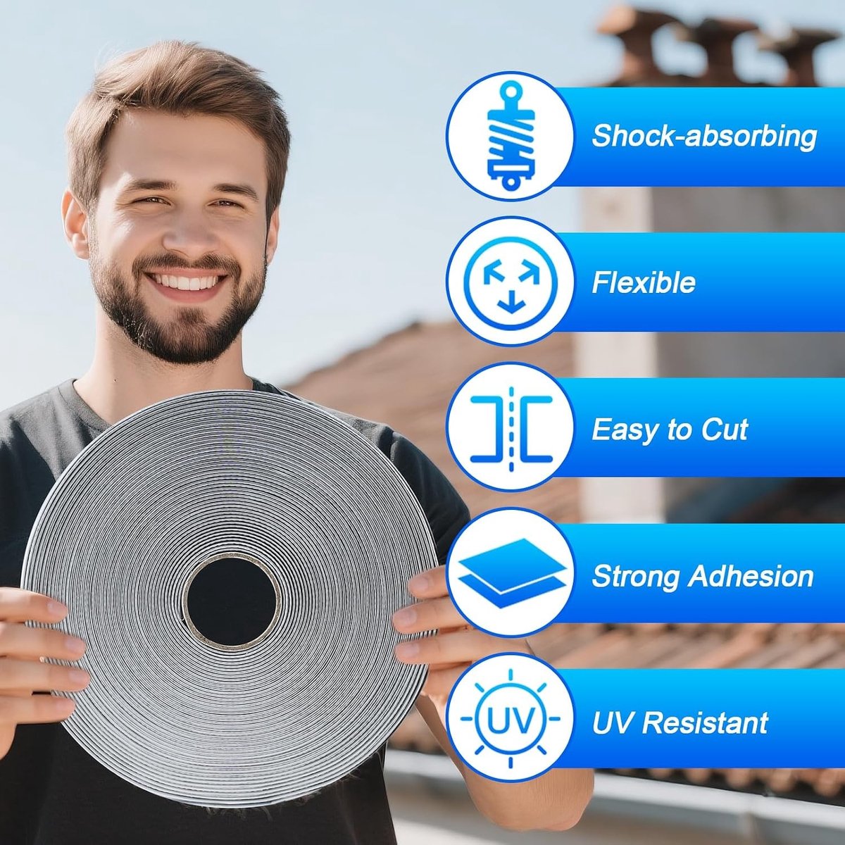 Waterdichte Butyl Lijmtape voor Vochtige Ruimtes, Niet-Geweven Stof, 100 mm x 15 m, Ideaal voor Sealing en Isolatie