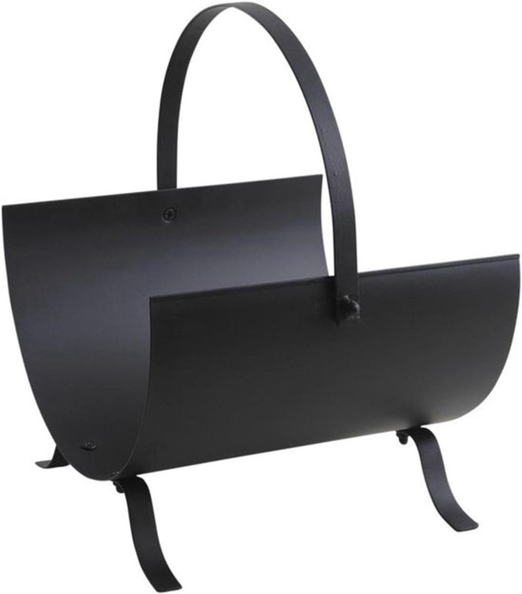 Metalen brandhoutrek - Voor houtopslag - Accessoire voor buitenhaard - Stijlvol - Modern design - 31x38x41 cm - Zwart