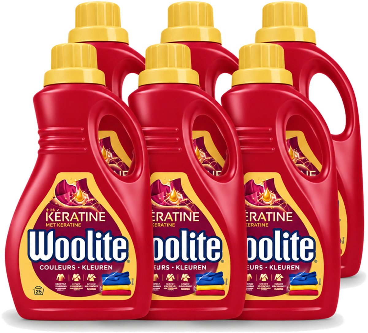 6 x Woolite Color - Vloeibaar Wasmiddel - Met Keratine - Gekleurde Was - 25 Wasbeurten - 1,5L - Voordeelverpakking - 6 stuks