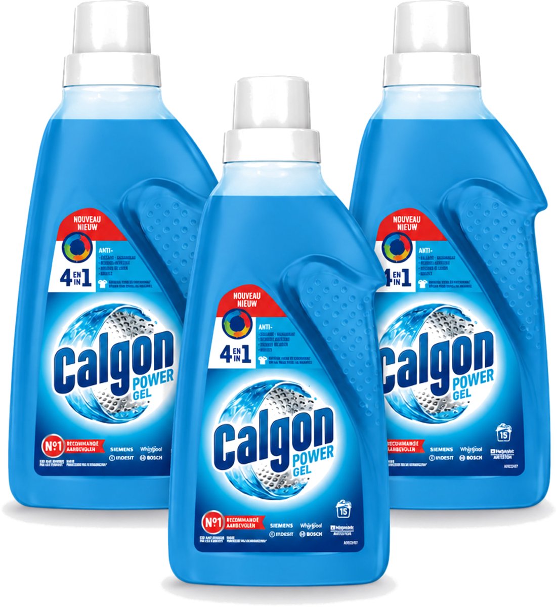 3 x Calgon - Wasmachinereiniger - Gel - Tegen Kalkaanslag / Wasmiddelresten / Geuren - 750 ml - 15 Wasbeurten - Voordeelverpakking - 3 stuks
