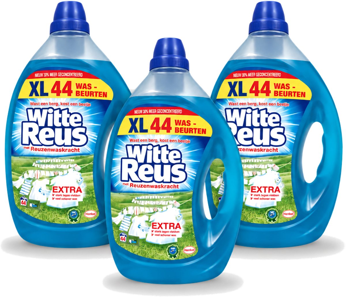 3 x Witte Reus - Vloeibaar Wasmiddel - 44 Wasbeurten - Voordeelverpakking - 3 stuks