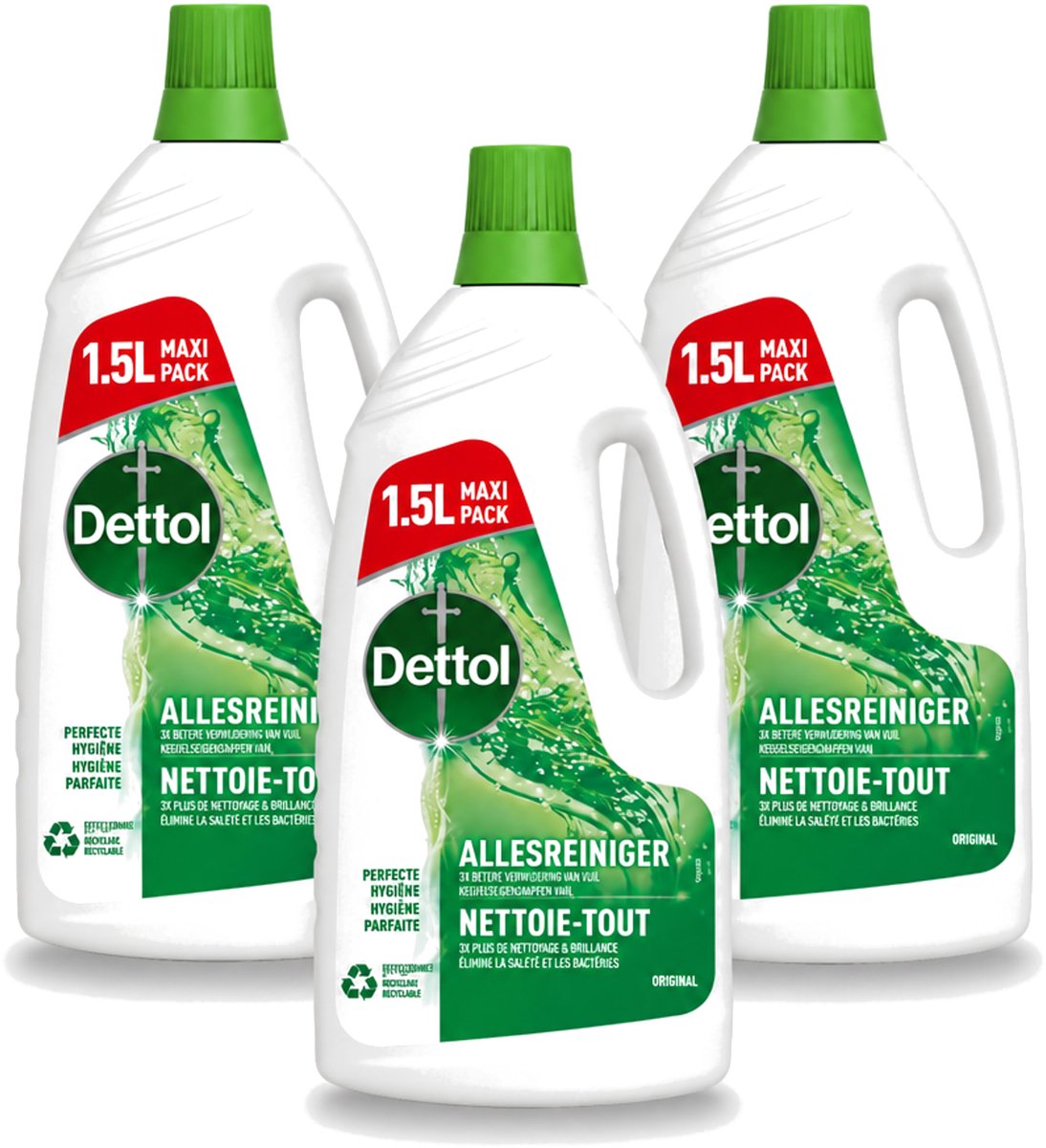 3 x Dettol Original - Allesreiniger - Perfecte Hygiëne - 1.5L - Voordeelverpakking - 3 stuks
