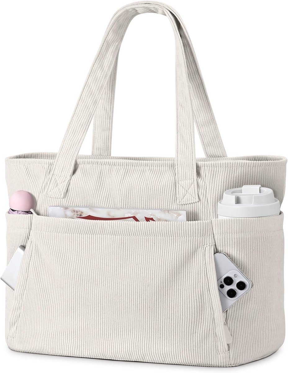 Dames Shopper Tas Grote Tote Bag met 15.6 Inch Laptopvak - Ideaal voor Werk, Universiteit en Reizen